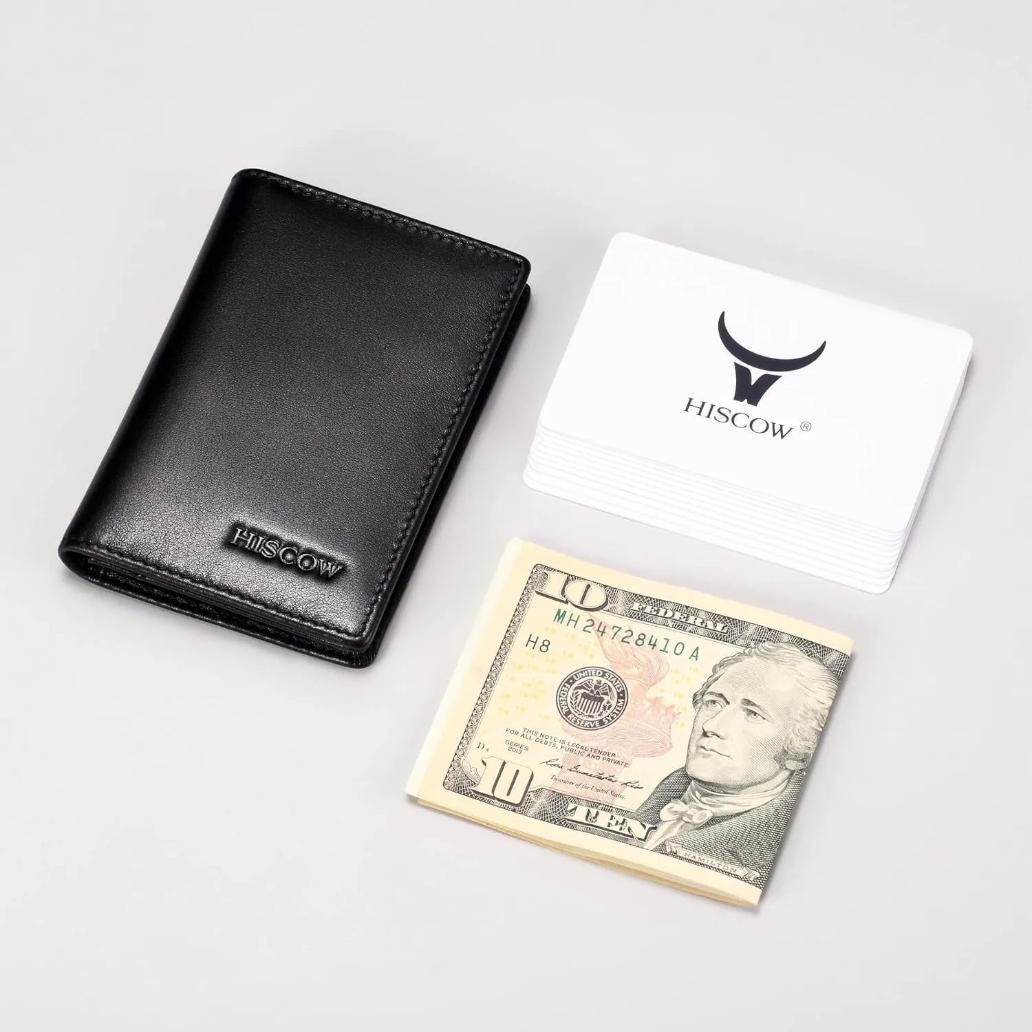 Italian Calfskin Business Card Case Holder with ID window for Men & Women